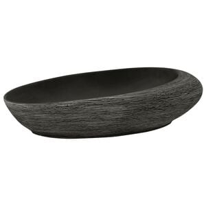 vidaXL Opzetwasbak ovaal 59x40x14 cm keramiek grijs en zwart