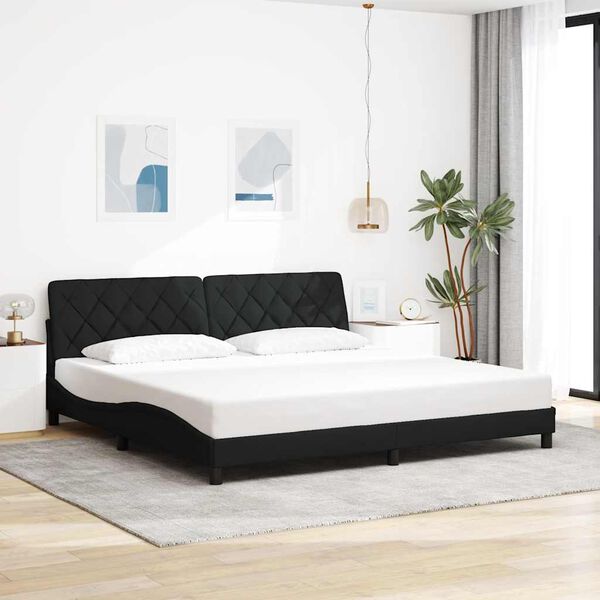 vidaXL Bedframe zonder matras stof zwart 200x200 cm