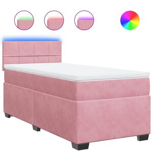 vidaXL Boxspring met matras fluweel roze 80x200 cm