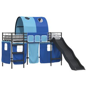 vidaXL Loftbed voor Kids Zwart en Blauw 74,5 x 190 cm Metaal