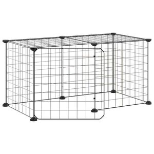 vidaXL Huisdierenkooi met deur 8 panelen 70x35x35 cm staal zwart