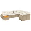 vidaXL 10-delige Loungeset met kussens poly rattan beige