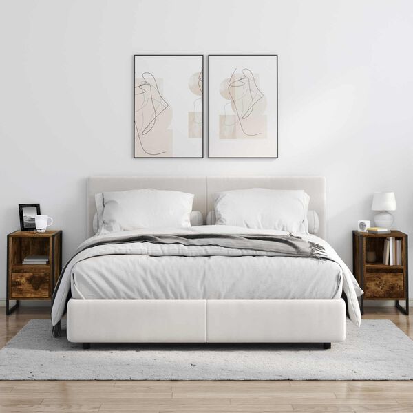 vidaXL Nachtkastje met lade Rook Eik 39,5 x 30 x 50 cm Bewerkt hout