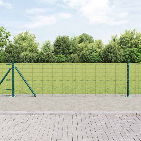vidaXL Hek met Paal Groen 0,6 x 50 m Staal en PVC