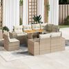 vidaXL 9-delige Loungeset met kussens poly rattan beige
