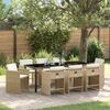 vidaXL Tuin eettafelset met kussen 9 pcs Beige poly rattan