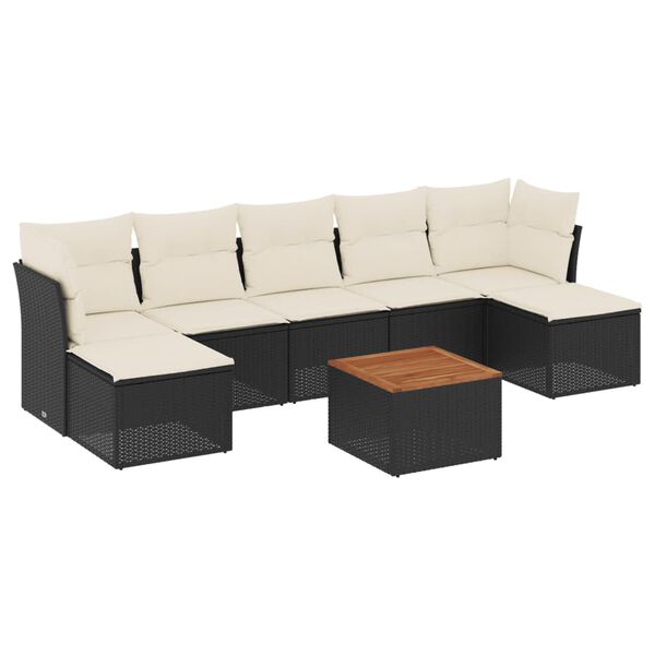 vidaXL 8-delige Loungeset met kussens poly rattan zwart