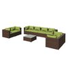 vidaXL 9-delige Loungeset met kussens poly rattan bruin