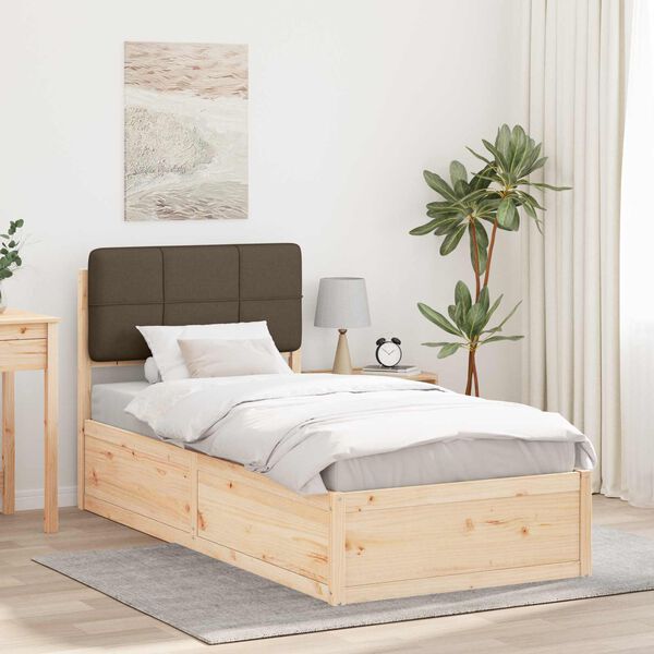 vidaXL Bedframe met Gevoerd Hoofdgedeelte Taupe 100 x 200 cm