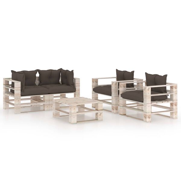 vidaXL 5-delige Loungeset met kussens pallet grenenhout