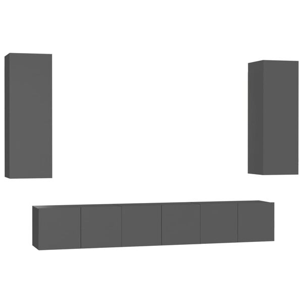 vidaXL 5-delige Tv-meubelset bewerkt hout grijs
