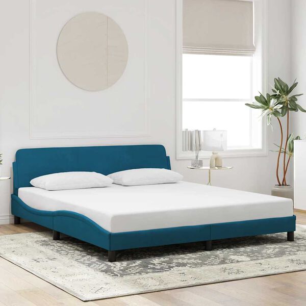 vidaXL Bedframe met hoofdeinde "Dover" fluweel blauw 180x200 cm