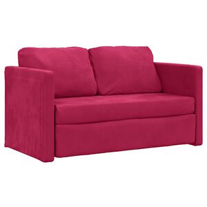 vidaXL Slaapbank vloermodel 2-in-1 122x204x55 cm fluweel wijnrood