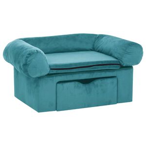 vidaXL Hondenbank met opslag Turquoise 75 x 50 x 38cm Pluche