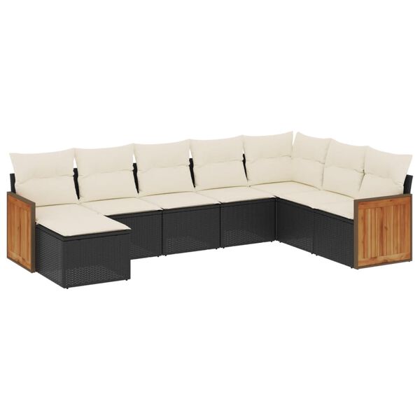 vidaXL 8-delige Loungeset met kussens poly rattan zwart