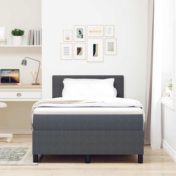 vidaXL Boxspring bed Donkergrijs en Wit 203 x 120 x 88 cm