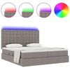 vidaXL Bed met LED-striplichten met hoofdeinde Taupe 200 x 200 cm Stof