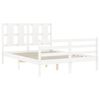 vidaXL Bedframe met hoofdbord massief hout wit 140x200 cm