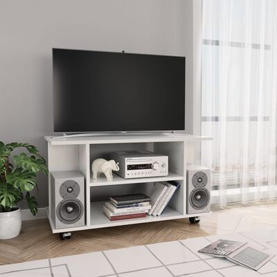 vidaXL Tv-meubel met wieltjes 80x40x45 cm bewerkt hout hoogglans wit