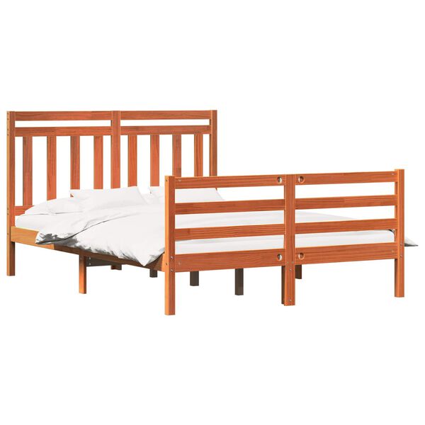 vidaXL Bedframe met hoofdeinde Wasbruin 140 x 200 cm