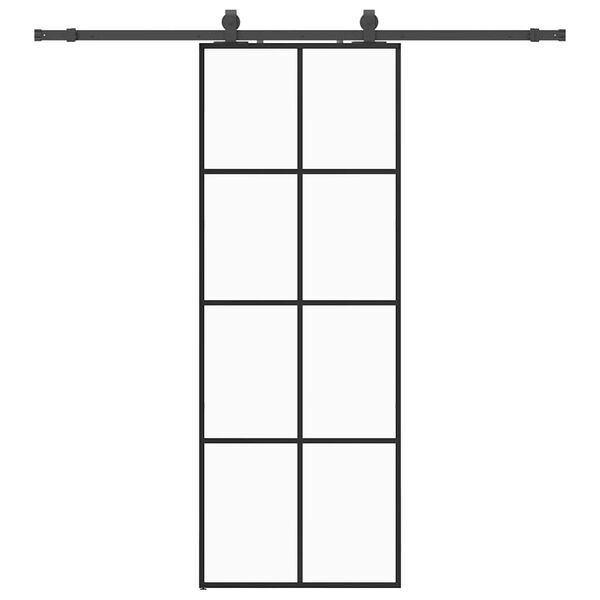 vidaXL Schuifdeur met beslagset 76x205 cm ESG glas zwart