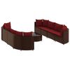 vidaXL 9-delige Loungeset met kussens poly rattan bruin