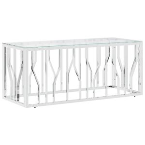 vidaXL Salontafel 110x45x45 cm roestvrij staal en glas