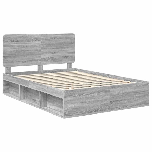 vidaXL Bedframe Grijs Sonoma 150 x 200 cm Massief grenenhout