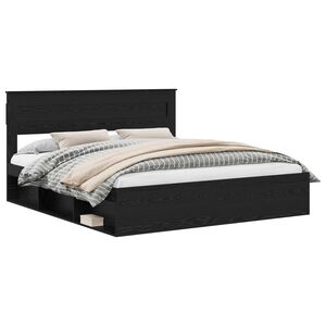 vidaXL Bedframe Effen met opslag Zwart 200 x 200 cm Massief grenenhout