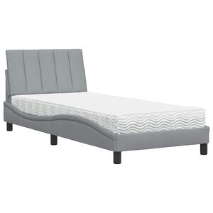 vidaXL Bed met matras "Hanko" stof lichtgrijs 90x200 cm