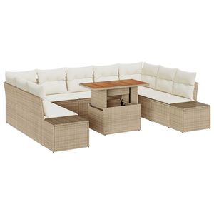 vidaXL Tuin Sofa Set met opslag 10 pcs Beige Poly riet