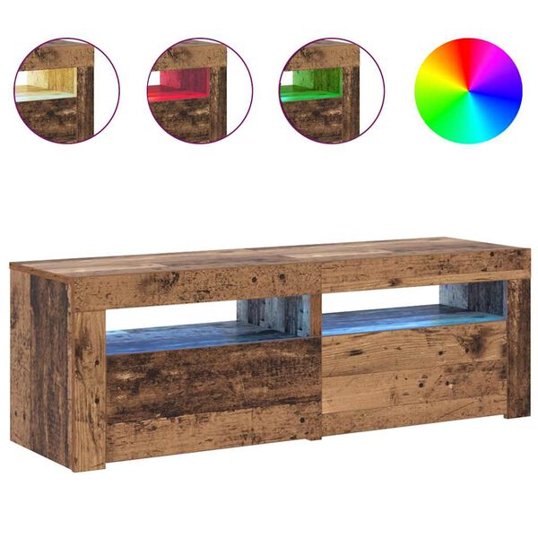 vidaXL Tv-meubel met LED 120x35x40 cm bewerkt hout oud hout