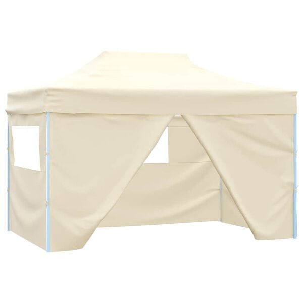 vidaXL Partytent met 4 zijwanden inklapbaar 3x4 m staal crème