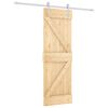 vidaXL Schuifdeur Natuurlijk en Wit 70 x 210 cm Massief Grenenhout