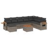 vidaXL 9-delige Loungeset met kussens poly rattan grijs
