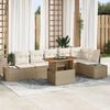 vidaXL Tuin Sofa Set met opslag 7 pcs Beige Poly riet