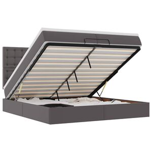 vidaXL Ottoman bed met matrassen en LED's 200x200cm kunstleer grijs
