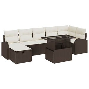 vidaXL Tuin Sofa Set met kussen met opslag 8 pcs Bruin Poly riet