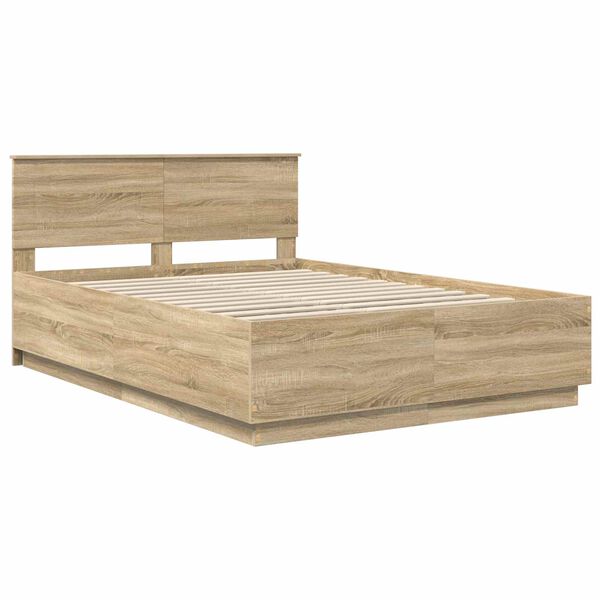 vidaXL Bedframe met hoofdeinde Sonoma Eiken 150 x 200 cm Bewerkt hout