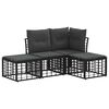 vidaXL Buiten bankenset met kussen 4 pcs Zwart Polyester