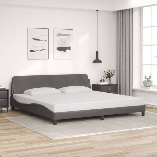 vidaXL Bedframe "Dover" kunstleer grijs 200x200 cm