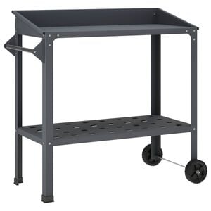 vidaXL Pottafel met Wielen 96 x 50 x 89 cm Koudgewalst staal Antraciet