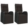 vidaXL Tuinstoelen 2 st verstelbaar met kussens poly rattan zwart