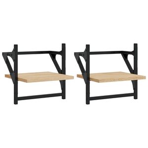vidaXL Wandschappen met stangen 2 st 30x25x30 cm sonoma eikenkleurig