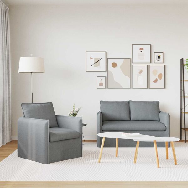 vidaXL Bank 2 pcs Lichtgrijs 136 x 82 x 85 cm Stof