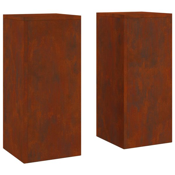 vidaXL Plantenstandaard 2 pcs Roestig 24 x 24 x 55 cm Cortenstaal