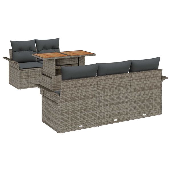 vidaXL Tuin Sofa Set met kussen 6 pcs Grijs