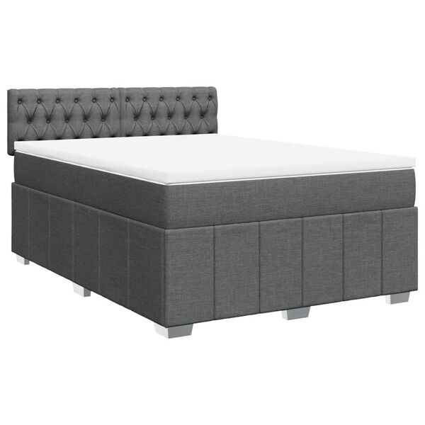 vidaXL Boxspring met matras stof donkergrijs 140x190 cm