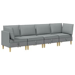 vidaXL Modulaire Sofa Set met Opslag 4 pcs Lichtgrijs Stof