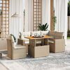 vidaXL 6-delige Loungeset met kussens poly rattan beige